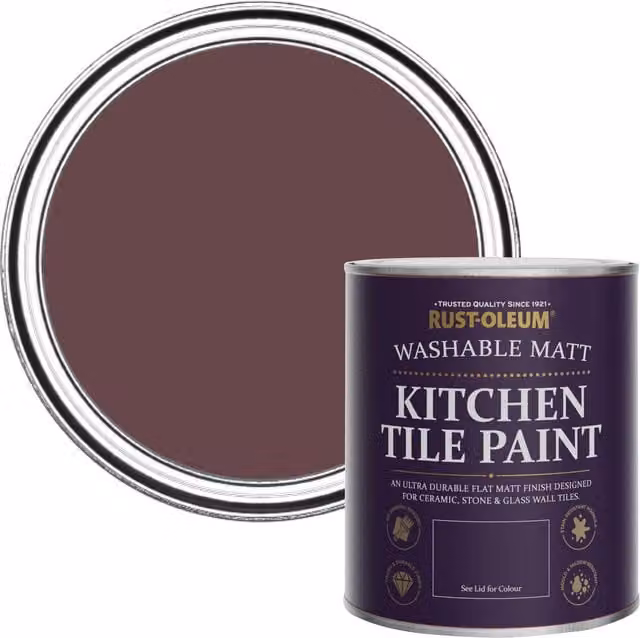 Rust-Oleum Mulberry Street Kitchen Tile Paint in Matt Purple, 750ml – 1