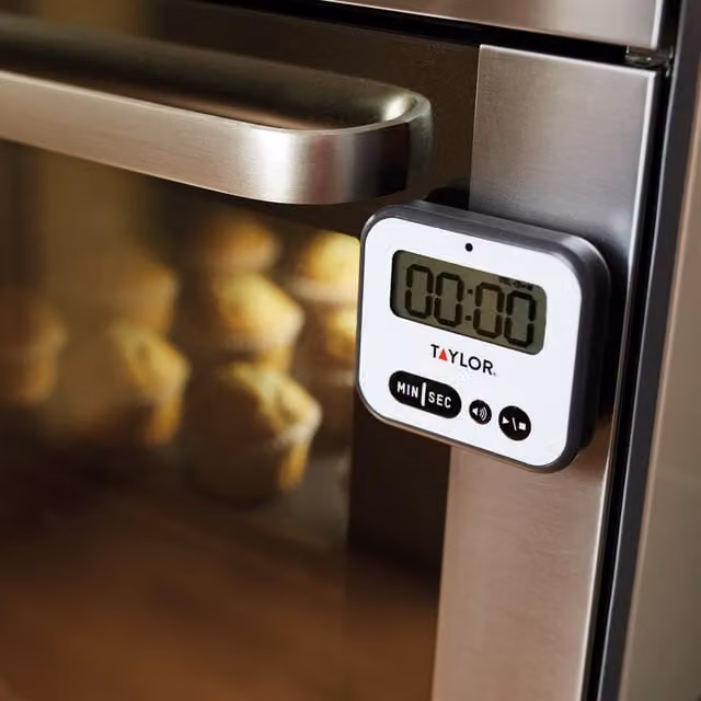 Taylor Pro Super Loud Digital Timer with Light Alert in Black