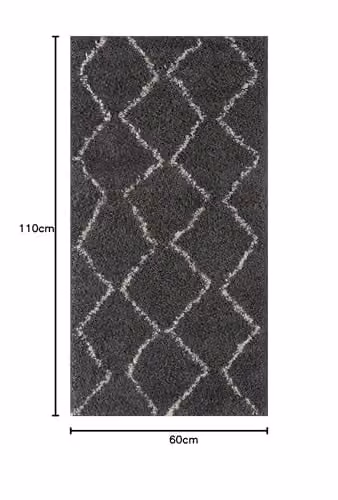 THE RUGS Moroccan Design Rectangular Rug in Grey and White, W/D/H: 60 x 110 x 1 cm – 2