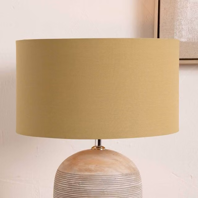 Ruma Taupe and Beige Cylinder Poly Cotton Lampshade for Table and Floor Lamps, Diameter: 45.72 cm