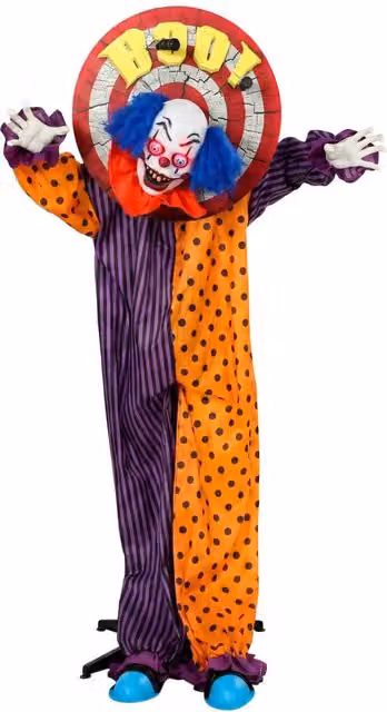 HOMCOM Life Size Animated Clown Halloween Decoration, Multicolour, Height: 167 cm