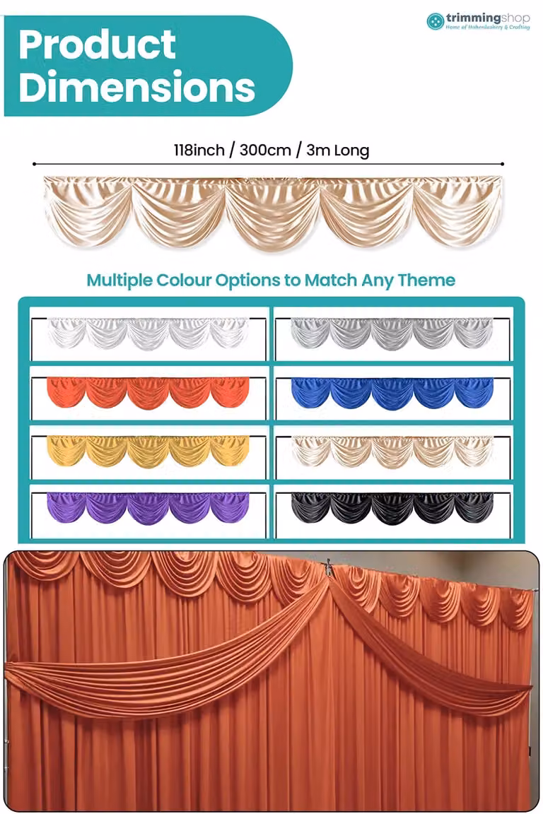 Neel Blue Ice Silk Detachable Swag Curtain Panel in Rose Gold