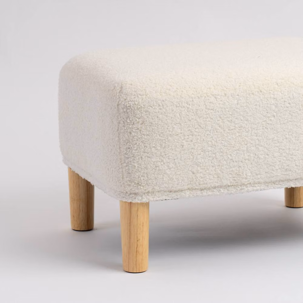 Scottish Everlastings Ltd Cream Boucle Cylindrical Foot Stool W/D/H: 33 x 33 x 48 cm – 2