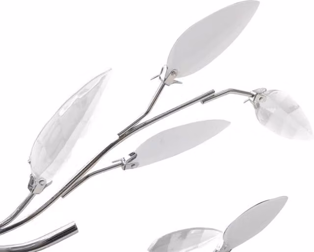 Berkfield Home Transparent and White Crystal Leaf Ceiling Lamp with Chrome Accents, 5 x E14 Bulbs
