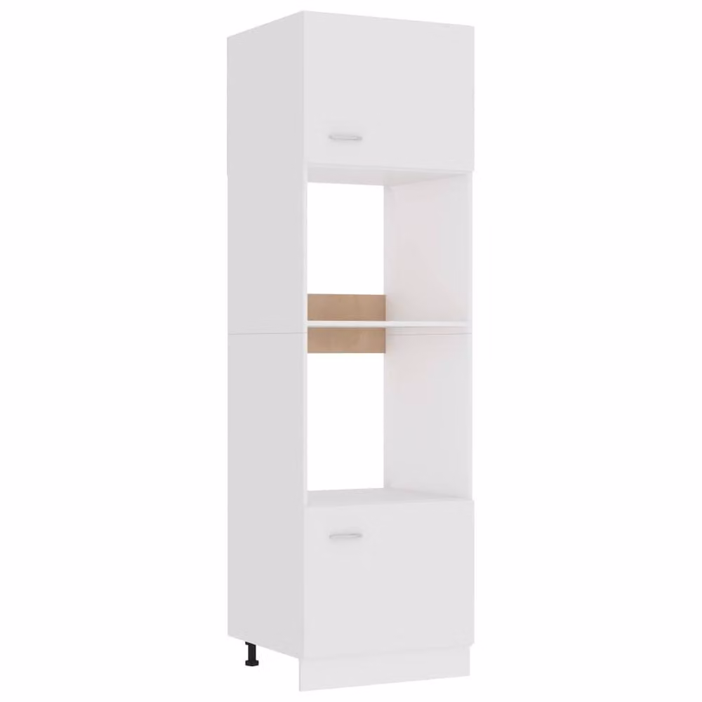 Berkfield Home Modern White Microwave Cabinet with Hinged Doors and Open Shelving, W/D/H: 60 x 57 x 207 cm – 2
