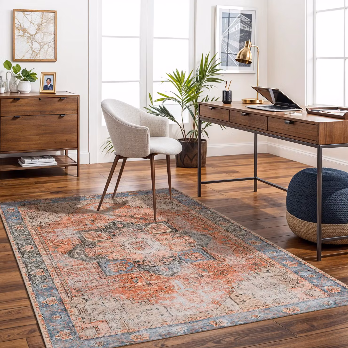 Livabliss Amelie Washable Terracotta Vintage Boho Living and Dining Room Rug W/D/H: 120 x 170 cm – 4