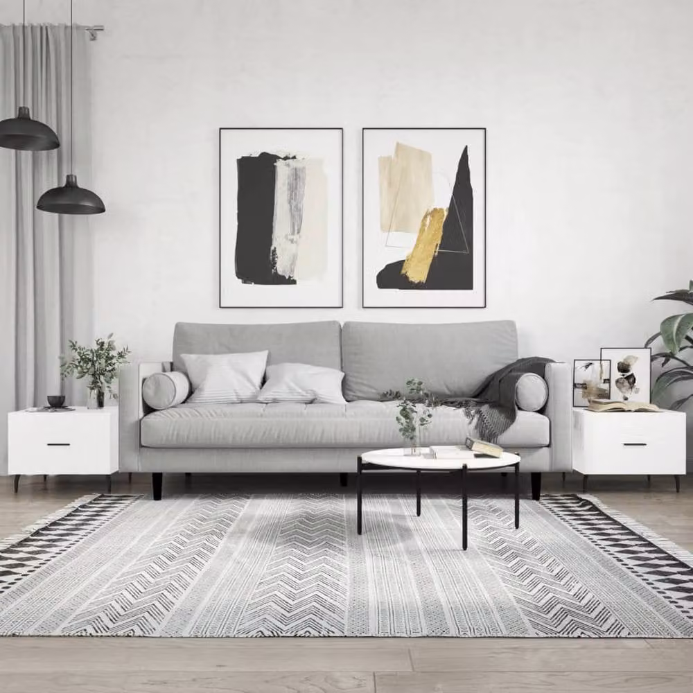Berkfield Home Set of 2 High Gloss White Decorative Coffee Tables, W/D/H: 50 x 50 x 40 cm – 1