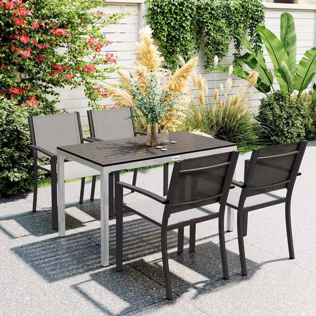 Outsunny Black Aluminium Garden Table for 4-6 People