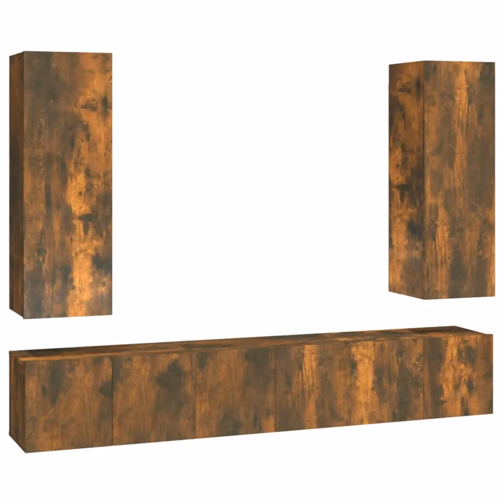 Berkfield Home 5 Piece Smoked Oak TV Cabinet Set in Brown – 2