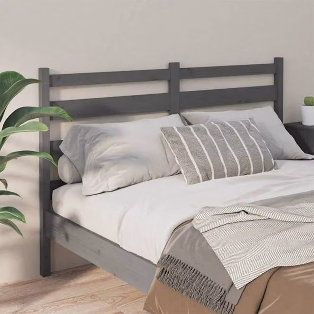 Berkfield Home Beautiful Bed Headboard in Grey Solid Pine Wood, W: 166 cm, D: 4 cm, H: 100 cm