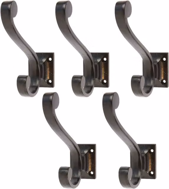Hammer and Tongs Matt Black Iron Square Back Hat and Coat Hook, Pack of 5, H: 105 mm – 2