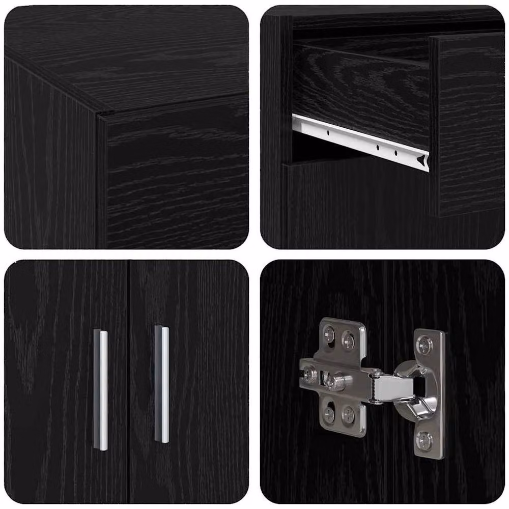 Berkfield Home Black Oak Wall Mounted Storage Cabinet with Hinged Doors, W: 80 cm, D: 42.5 cm, H: 93.5 cm – 5