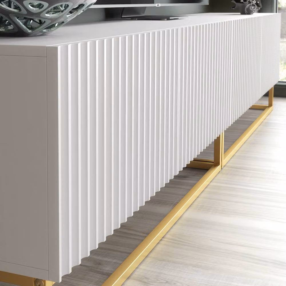 Creative Furniture Ripple Duo TV Unit in White and Gold, W: 200 cm, D: 45 cm, H: 35 cm – 2