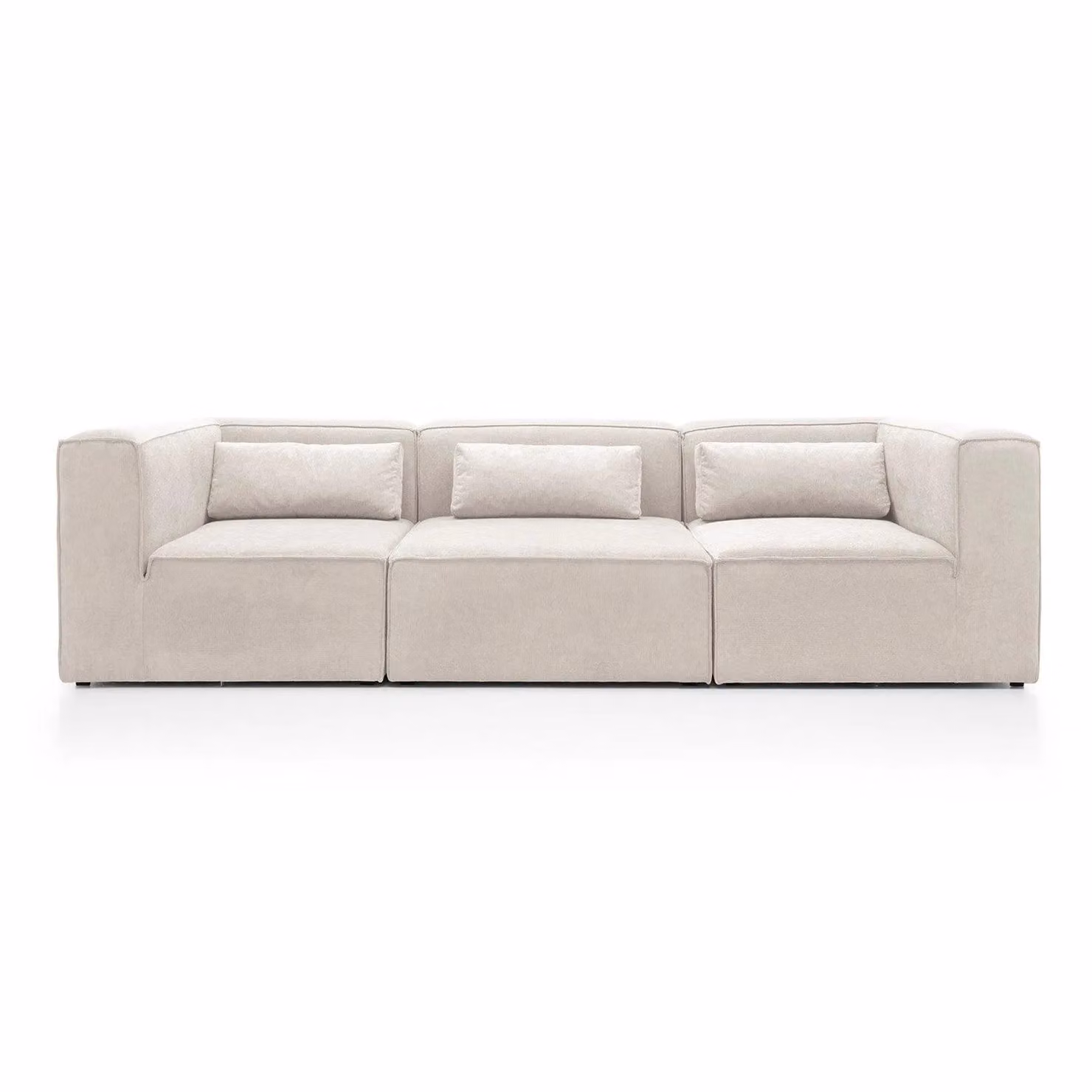 Abakus Direct Doris 4 Seater Sofa in White Cord Fabric, W/D/H: 282 x 94 x 73 cm – 2