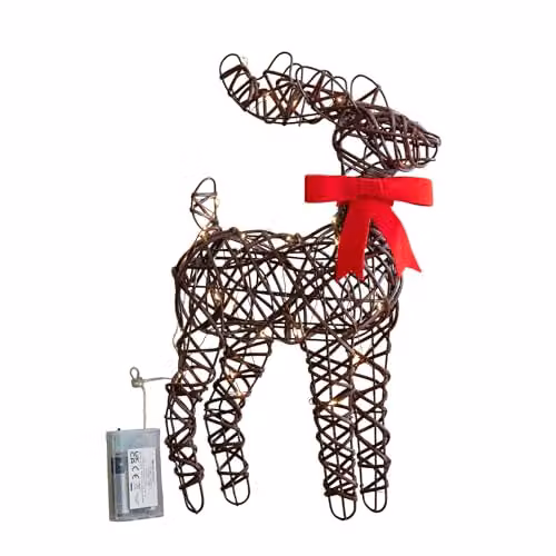 Samuel Alexander Brown Battery Operated Christmas Reindeer with Red Bow and 30 White LEDs, 40 cm – 3