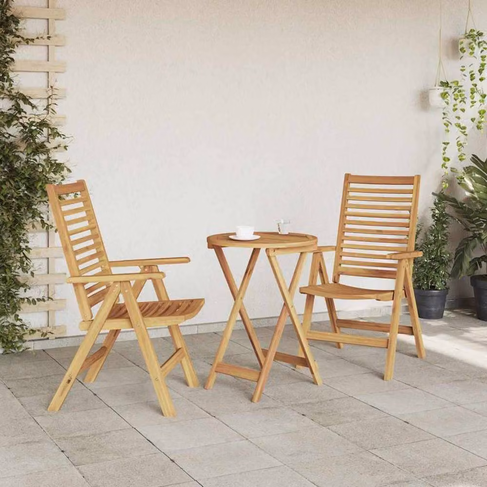 Berkfield Home Set of 2 Modern Teak Wood Garden Chairs in Brown – 2