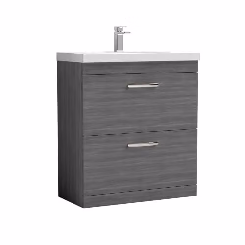Balterley Floor Standing Vanity Unit with Thin Edge Basin and 2 Soft Close Drawers, Anthracite, W: 81.0 cm, D: 39.0 cm, H: 91.5 cm