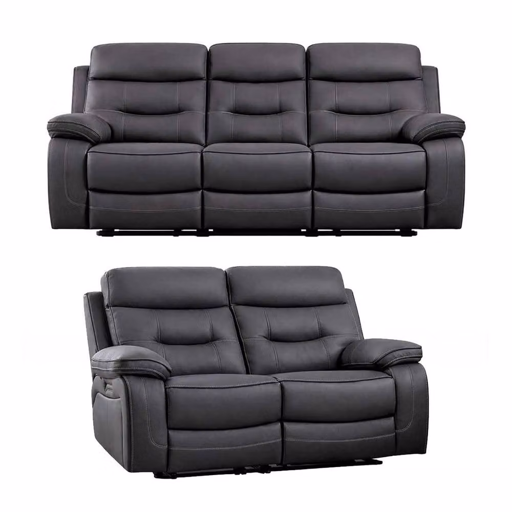 Furnishings For Less UK Renzo Grey Electric Recliner Sofa Suite with 3 Seater and 2 Seater and USB Charging – 2