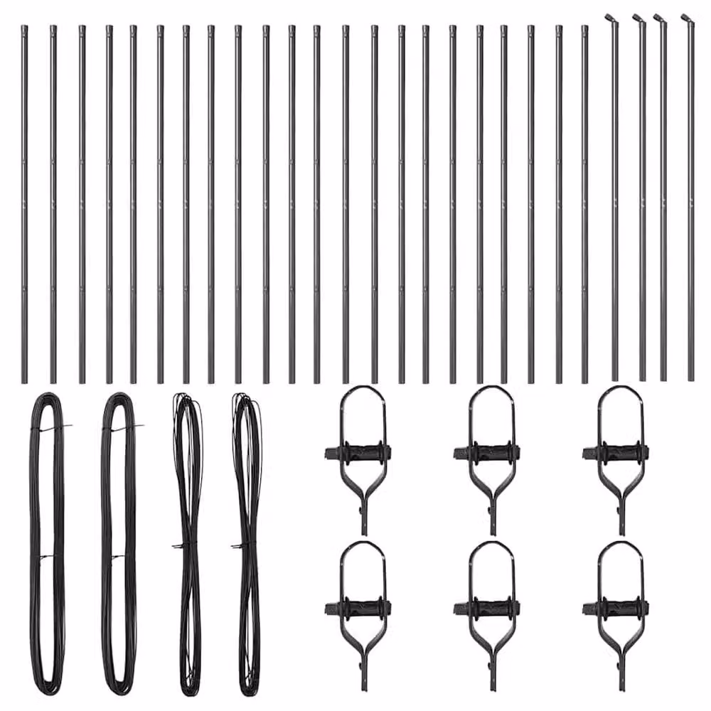 Berkfield Home Modern Round Galvanised Steel Fence Posts, Grey, 26 Pieces, H: 210 cm, Diameter: 3.2 cm – 2