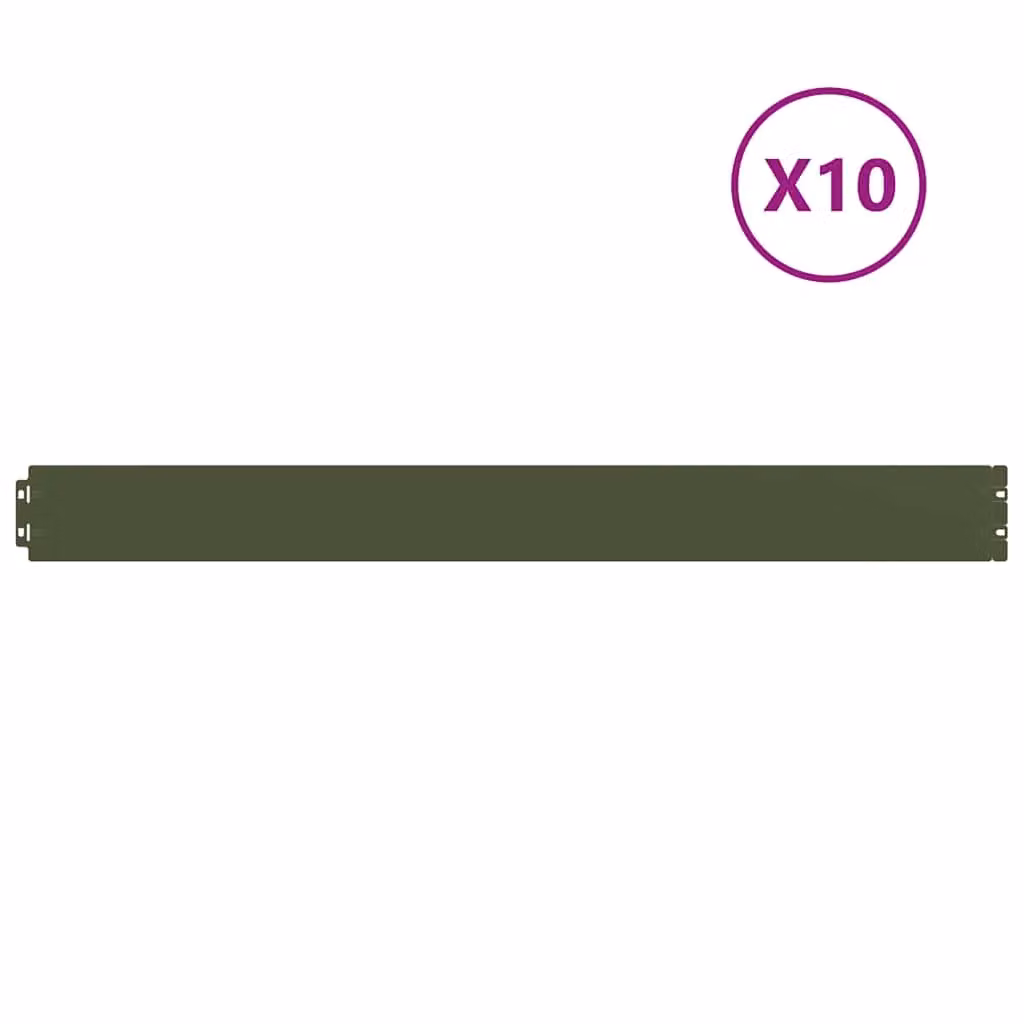 Berkfield Home Lawn Edgings, 10 Pieces, Olive Green, Cold-rolled Steel, H x W: 10 x 103 cm – 2