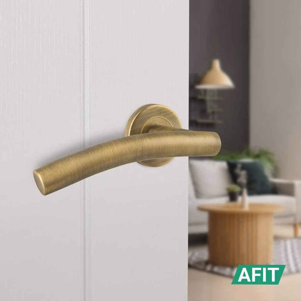 AFIT 4 Pairs of Antique Brass Curved Internal Lever Handles in Bronze – 3