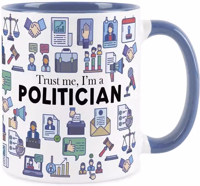 Purely Home Novelty Politician Ceramic Mug in Cambridge Blue