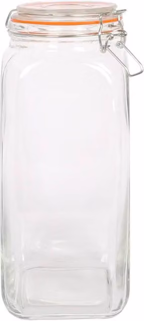 Argon Tableware 6 Pack 2 l Square Glass Clip-Top Airtight Food Canisters in Transparent