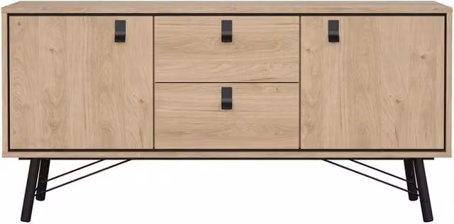 CALICOSY JOYCE 2-Door 2-Drawer Sideboard with Metal Legs in Light Brown, Width: 150.3 cm – 1