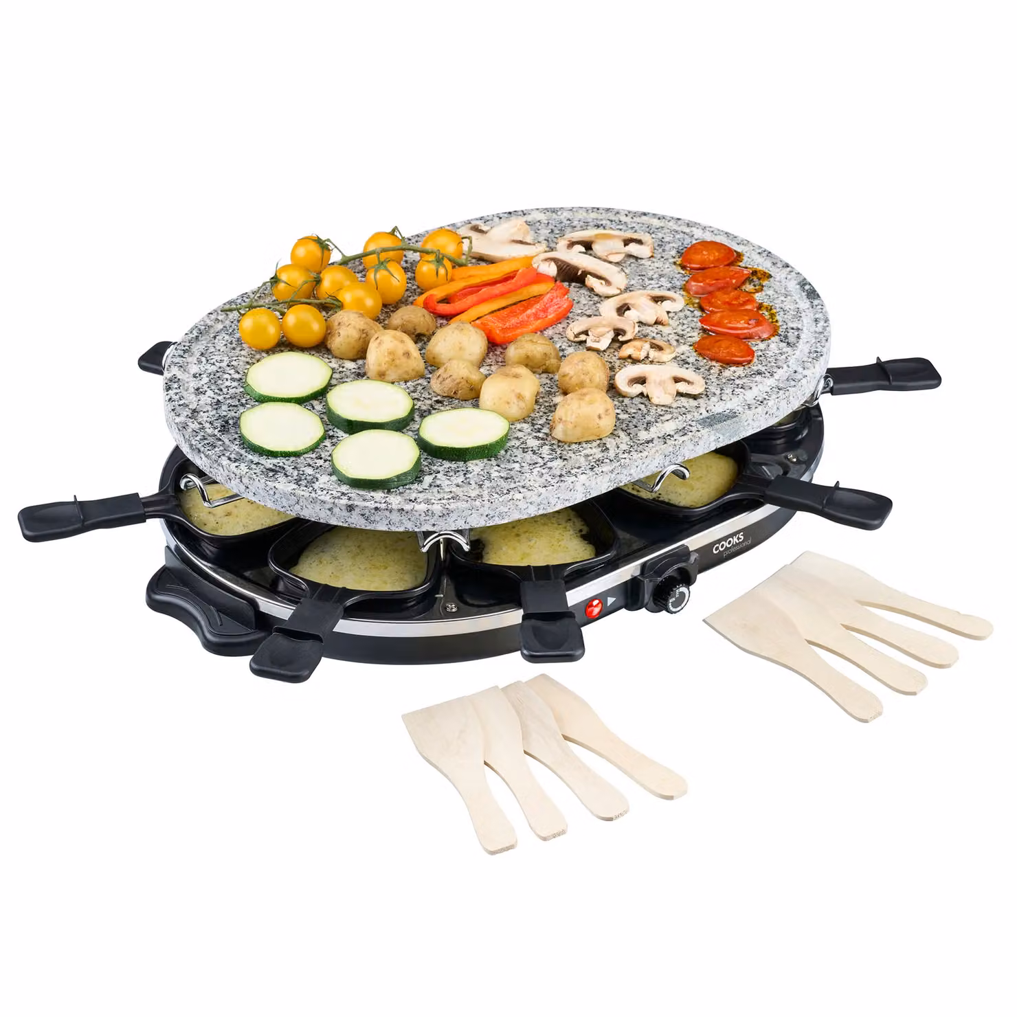 Cooks Professional 1200W Electric Raclette Grill with Natural Stone Plate and Non-Stick Coating in Grey – 3