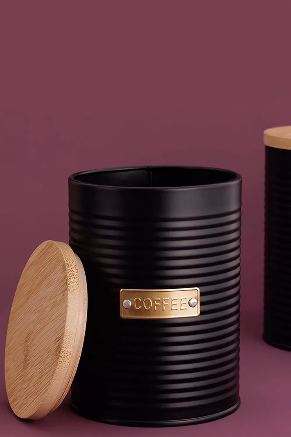Rayware Typhoon Otto Set of 3 Airtight Kitchen Storage Canisters in Black with Bamboo Lids – 5