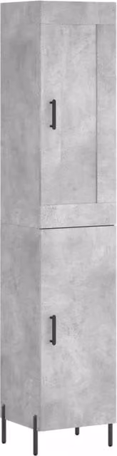 Berkfield Home Industrial Highboard in Concrete Grey, W/D/H: 34.5 x 34 x 180 cm