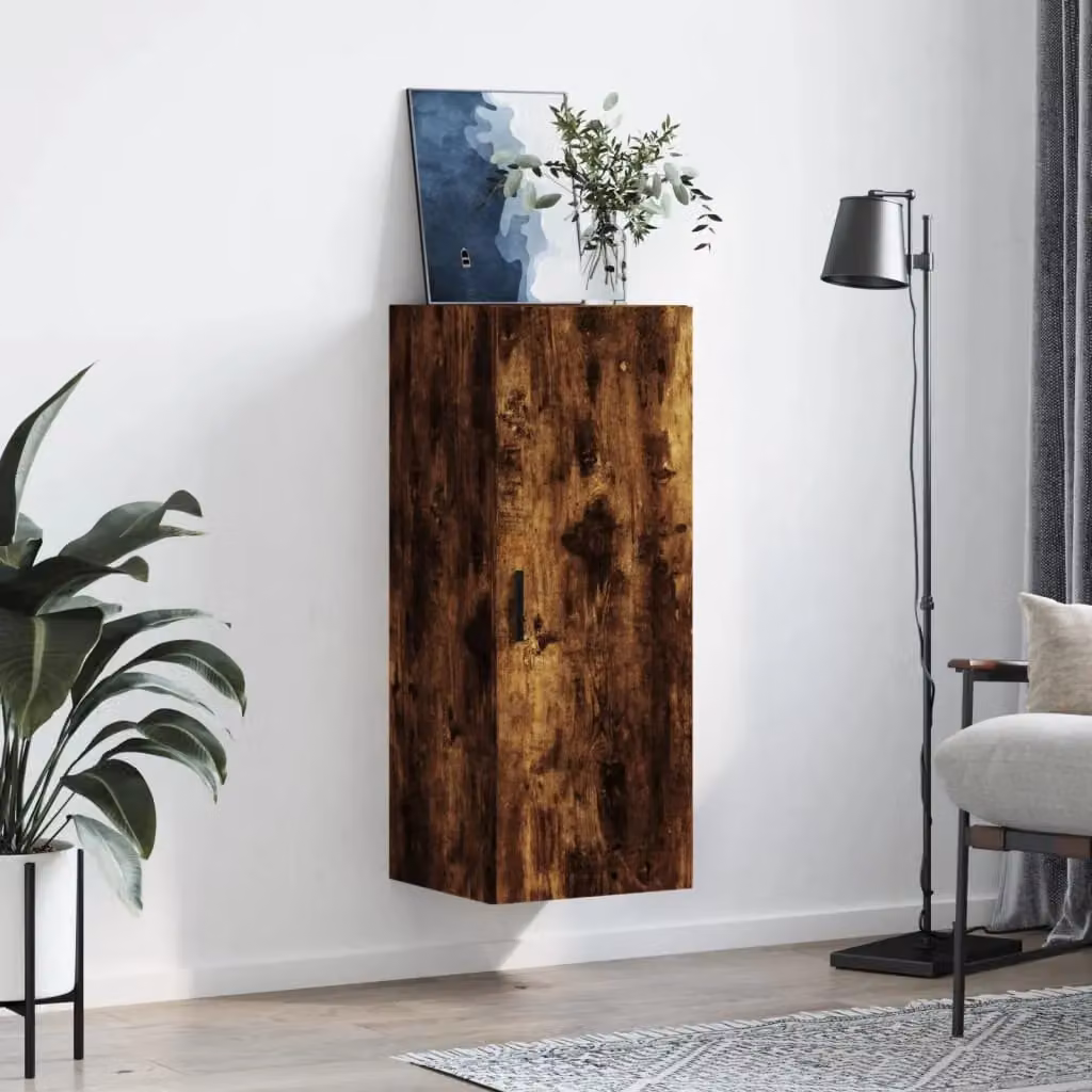 Berkfield Home Wall Mounted Smoked Oak Cabinet in Brown, W/D/H: 34.5 x 34 x 90 cm – 3