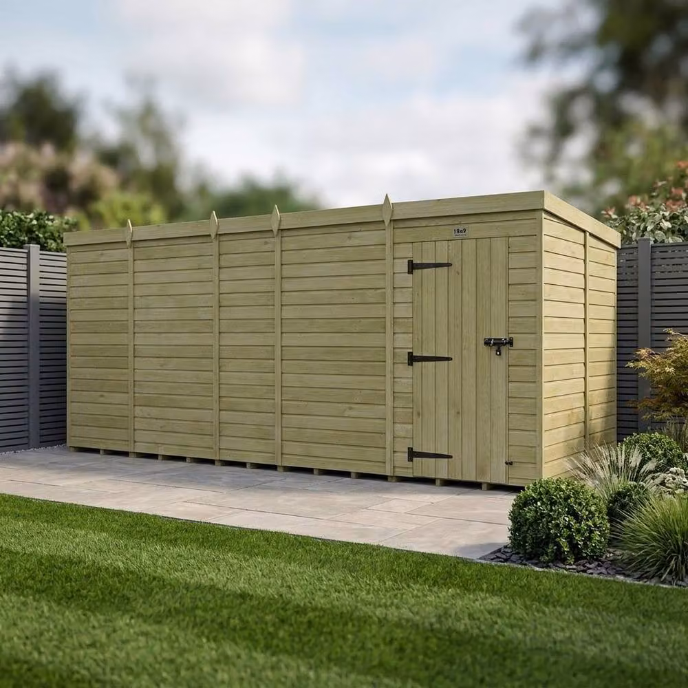 Buttercup Farm Pent Garden Shed in Brown Timber with Single Door and No Windows W: 579.12 cm, D: 274.32 cm, H: 210.0 cm – 2