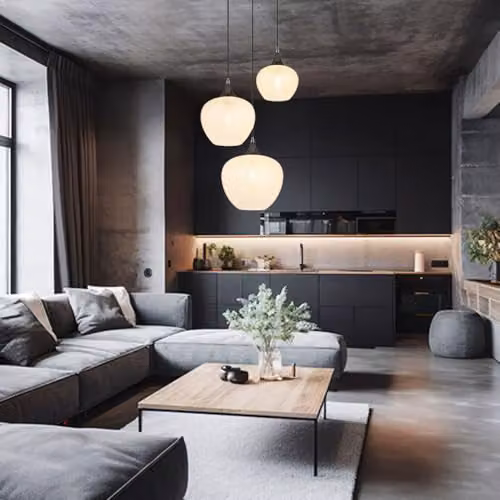 Globo Lighting Modern Suspended Glass Pendant Light for Dining Rooms in Black and Chrome, Height: 120 cm – 3