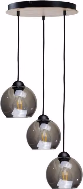 Netlighting Wood Cluster Pendant Ceiling Light in Black with 3x E27 Bulbs, Diameter: 30 cm