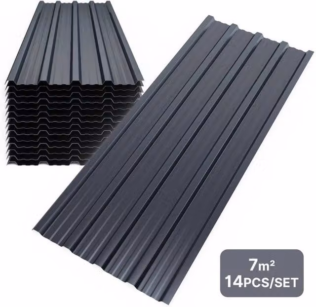 PAWNORA Mondeer 14 Corrugated Steel Metal Roof Sheets, Grey