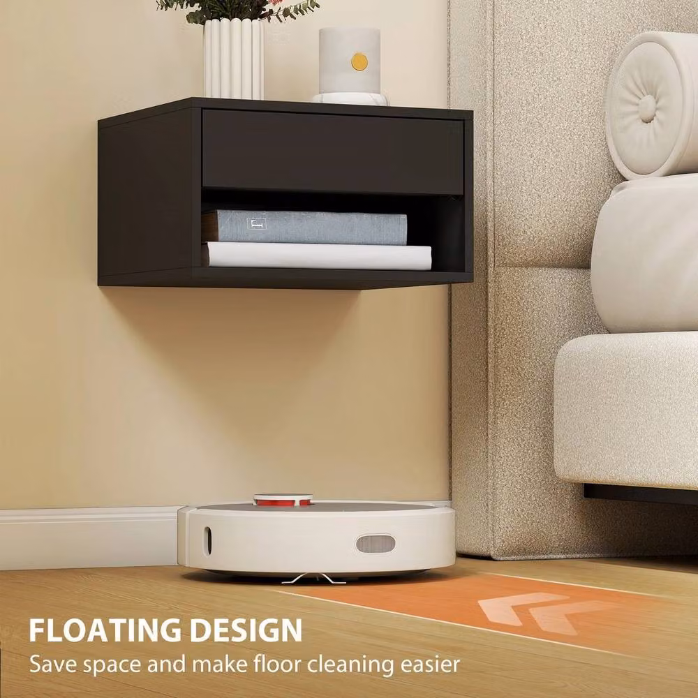 EONLION Set of 2 Black Wall Mounted Floating Nightstands – 5