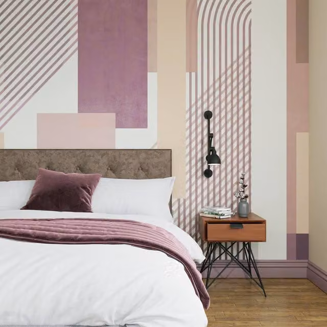 Superfresco Easy Geometric Mauve Pink Mural, W: 300 cm, H: 280 cm