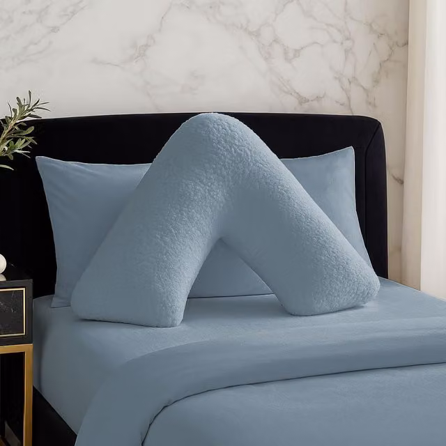 Home Sweet Home UK Teddy Fleece V Shaped Pillowcase in Blue – 1