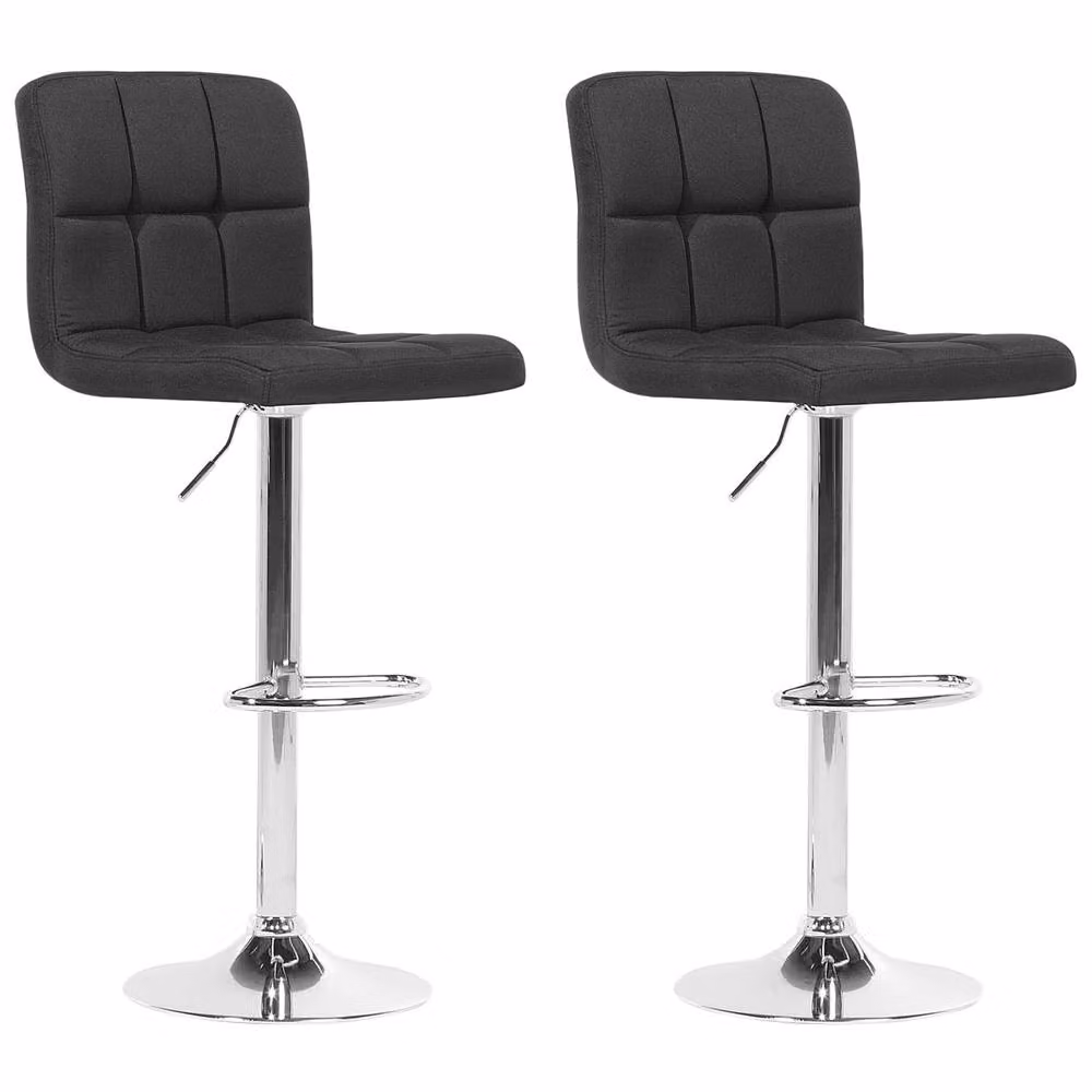 Wyld and Coco Black Fabric Swivel Kitchen Bar Stools, Set of 2 – 2