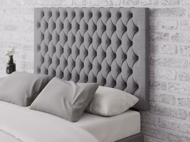 Aspire Store Monroe Chesterfield Velvet Upholstered Headboard, Grey, Width: 80 cm
