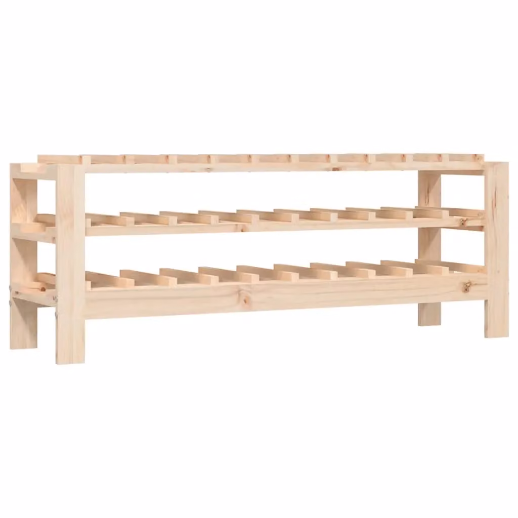 Berkfield Home Rustic Solid Wood Pine Wine Rack, Brown, W/D/H: 109.5 x 30 x 42 cm – 2