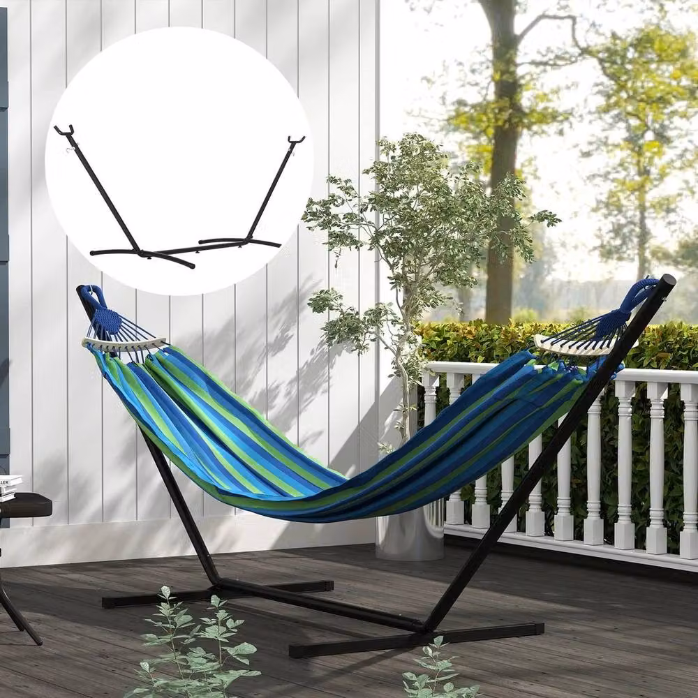 NESTLUNE Matt Black Metal Hammock Stand Frame Replacement, W: 100 cm, D: 100 cm – 2