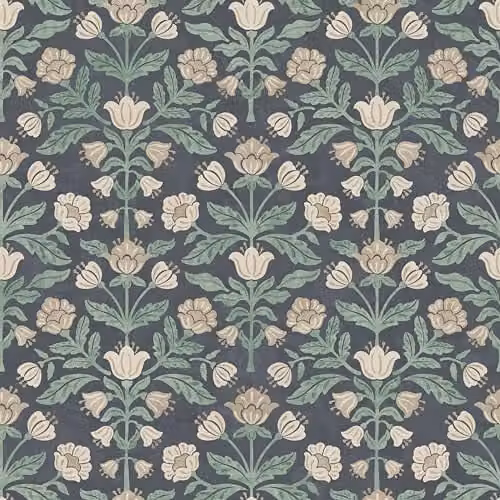 Arthouse Modern Floral Damask Washable Wallpaper in Navy Blue, 10m x 0.5m