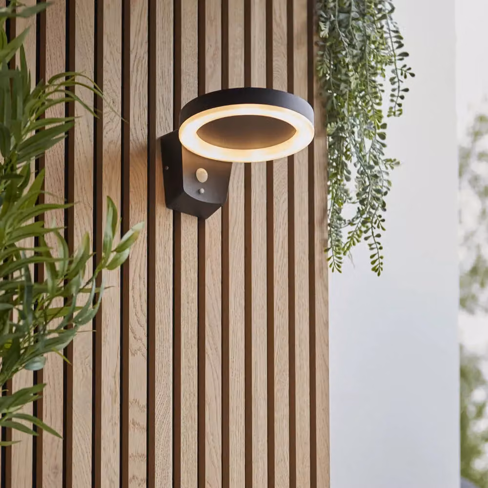 Loops Solar Powered LED Outdoor Wall Light with Motion and Dusk Sensors in Black and White – 4
