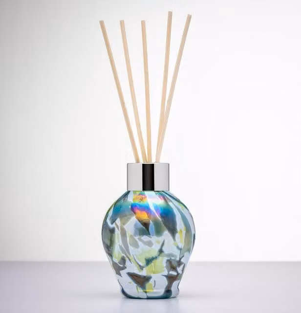 Sienna Glass Classic Refillable Reed Diffuser in Green and Multicolour