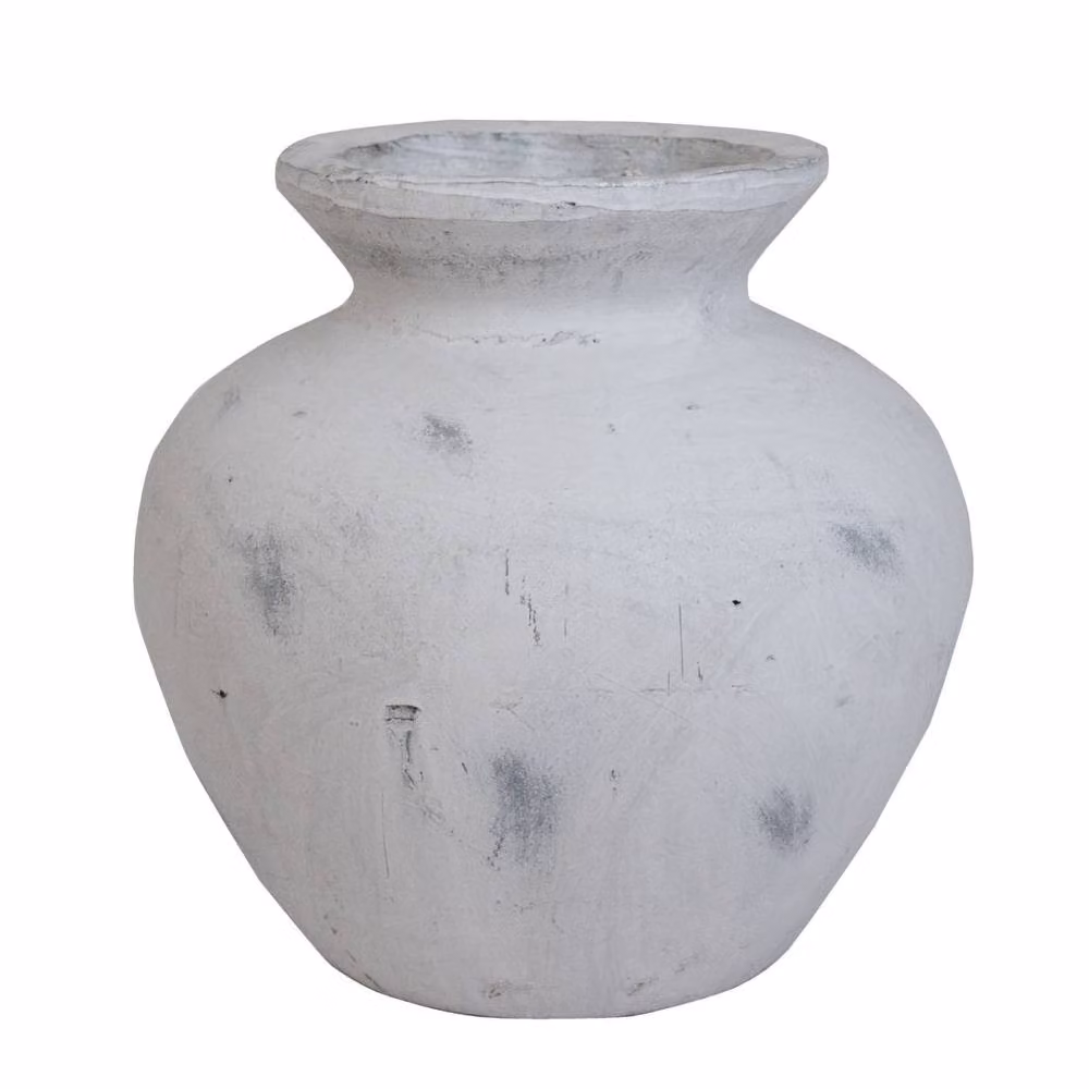 Wyld Haus Terra Large Antique White Textured Ceramic Vase, Height: 31 cm – 2