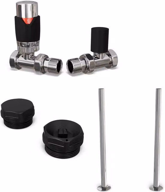 Talus Flair Thermostatic Radiator Valve Installation Kit with Thermostat Head, Angle, Black/Anthracite