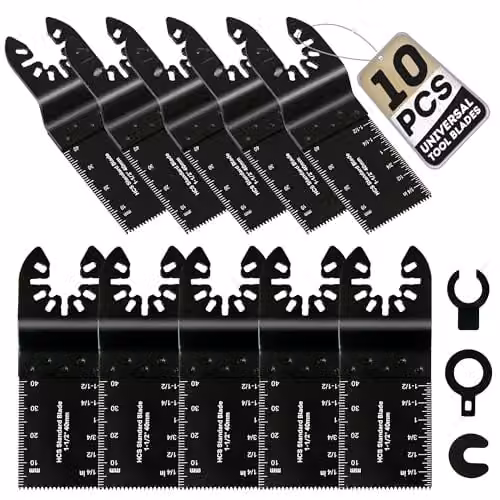 Tanness 10-Piece Heavy-Duty Multi-Tool Blades Set in Black for Wood, Plastic and Metal