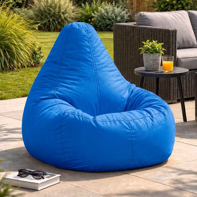 ICON Dalton High Back Adult Gaming Bean Bag Chair for Indoor and Outdoor Use, Blue – 1